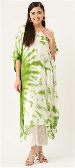Multicolor color Kaftan in Crepe Silk fabric with Printed, Tye n Dye work : 1864031