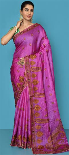 Bridal, Traditional, Wedding Pink and Majenta color Saree in Banarasi Silk, Silk fabric with South Weaving work : 1864673