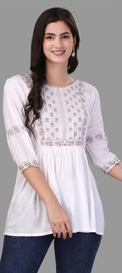 Casual White and Off White color Tops and Shirts in Rayon fabric with Foil Print work : 1864913