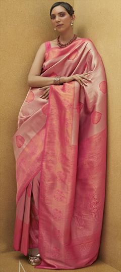 Traditional Pink and Majenta color Saree in Handloom fabric with South Weaving work : 1864994