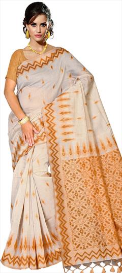 Traditional White and Off White color Saree in Linen fabric with Classic Printed work : 1865573