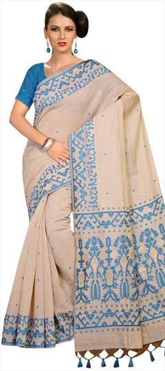 Traditional White and Off White color Saree in Linen fabric with Classic Weaving work : 1865734