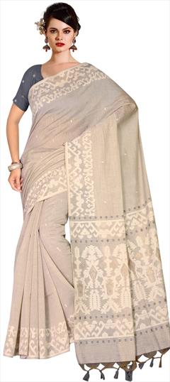 Traditional Beige and Brown color Saree in Linen fabric with South Printed work : 1865819