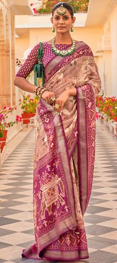Bridal, Wedding Pink and Majenta color Saree in Chiffon fabric with Classic Printed work : 1866171