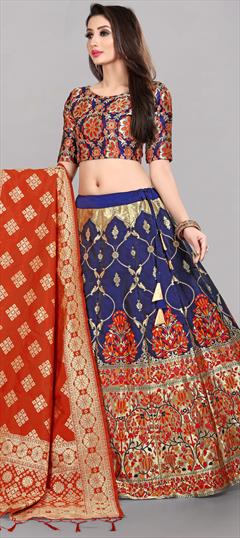 Festive, Party Wear Multicolor color Lehenga in Banarasi Silk fabric with A Line Weaving work : 1866284