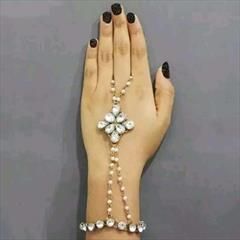 White and Off White color Haath Paan in Metal Alloy studded with CZ Diamond & Gold Rodium Polish : 1867196
