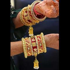 Red and Maroon color Bracelet in Metal Alloy studded with CZ Diamond & Gold Rodium Polish : 1867244
