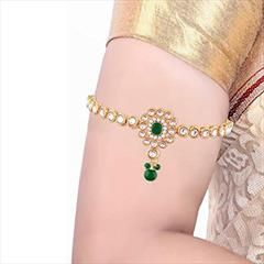 Green color Armlet in Metal Alloy studded with CZ Diamond & Gold Rodium Polish : 1868206