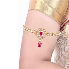 Pink and Majenta color Armlet in Metal Alloy studded with CZ Diamond & Gold Rodium Polish : 1868207