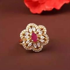 Pink and Majenta color Ring in Metal Alloy studded with CZ Diamond & Gold Rodium Polish : 1868731