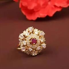 Pink and Majenta color Ring in Metal Alloy studded with CZ Diamond & Gold Rodium Polish : 1868737