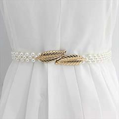 White and Off White color Waist Chain in Metal Alloy studded with Pearl & Gold Rodium Polish : 1868838