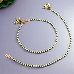 Green, White and Off White color Anklet in Metal Alloy studded with Beads & Gold Rodium Polish : 1869287