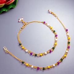 Multicolor color Anklet in Metal Alloy studded with Beads & Gold Rodium Polish : 1869289