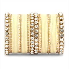 Beige and Brown color Bangles in Metal Alloy studded with CZ Diamond & Gold Rodium Polish : 1869438