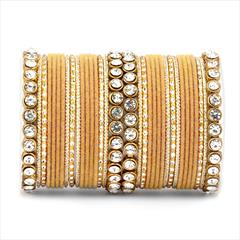Gold color Bangles in Metal Alloy studded with CZ Diamond & Gold Rodium Polish : 1869445