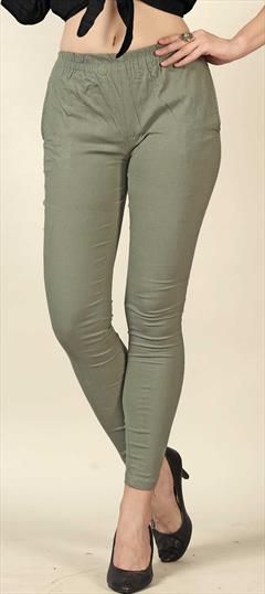 Casual Black and Grey color Jeggings in Rayon fabric with Thread work : 1869579