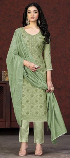 Festive, Party Wear Multicolor color Salwar Kameez in Cotton fabric with Straight Lace, Printed, Weaving work : 1869696