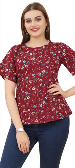 Casual Red and Maroon color Tops and Shirts in Crepe Silk fabric with Floral, Printed work : 1870228