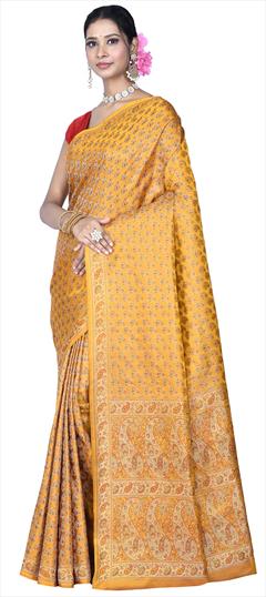Festive, Party Wear, Wedding Gold color Saree in Banarasi Silk, Silk fabric with South Thread, Zari work : 1871689