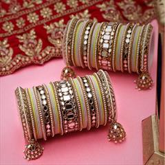 Multicolor color Bangles in Metal Alloy studded with CZ Diamond & Gold Rodium Polish : 1871857