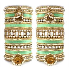 Green color Bangles in Metal Alloy studded with CZ Diamond & Gold Rodium Polish : 1871864
