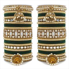 Green color Bangles in Metal Alloy studded with CZ Diamond & Gold Rodium Polish : 1871867