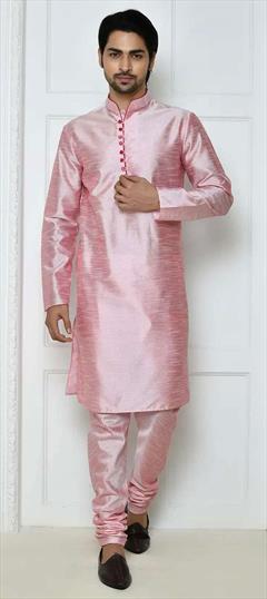 Party Wear Pink and Majenta color Kurta Pyjamas in Art Silk fabric with Thread work : 1875587
