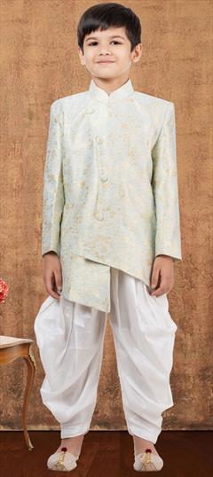Party Wear Blue color Boys Dhoti Kurta in Jacquard fabric with Weaving work : 1876050