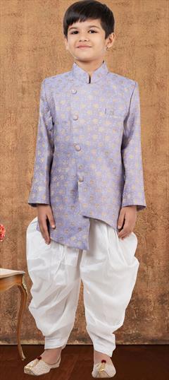 Party Wear Purple and Violet color Boys Dhoti Kurta in Jacquard fabric with Weaving work : 1876053