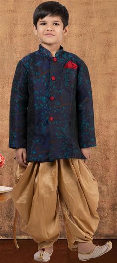 Party Wear Blue color Boys Dhoti Kurta in Jacquard fabric with Weaving work : 1876058