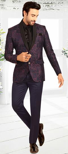 Party Wear Purple and Violet color 2 Piece Suit (with shirt) in Rayon fabric with Printed work : 1876282