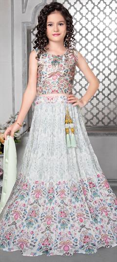 Festive White and Off White color Kids Lehenga in Faux Georgette fabric with Digital Print work : 1876755