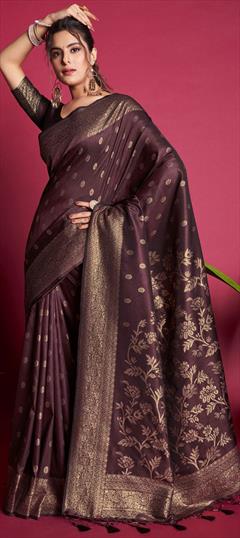 Party Wear, Traditional Purple and Violet color Saree in Banarasi Silk, Silk fabric with South Weaving, Zari work : 1877056