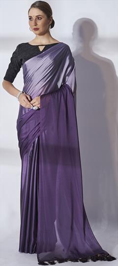 Reception, Traditional Purple and Violet color Saree in Art Silk, Silk fabric with South Embroidered, Thread work : 1877105