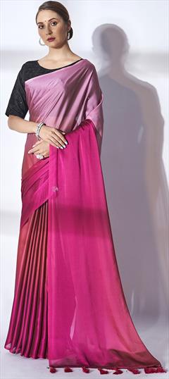 Reception, Traditional Pink and Majenta color Saree in Art Silk, Silk fabric with South Embroidered, Thread work : 1877106