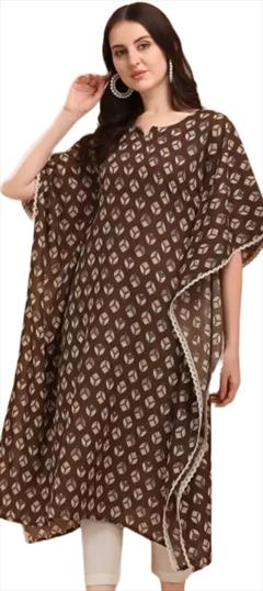 Casual Multicolor color Kaftan in Cotton fabric with Printed work : 1877108