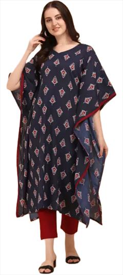 Casual Multicolor color Kaftan in Cotton fabric with Printed work : 1877120
