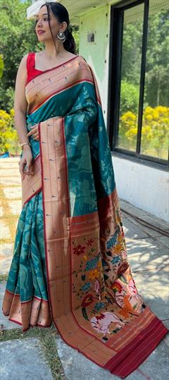 Reception, Traditional Blue color Saree in Art Silk, Silk fabric with South Weaving, Zari work : 1877158