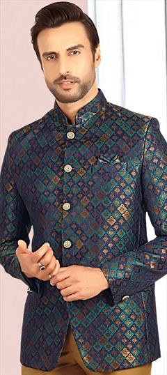 Party Wear Blue color Blazer in Rayon fabric with Printed work : 1877289