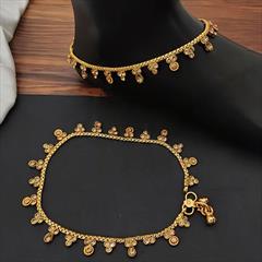 Yellow color Anklet in Metal Alloy studded with Beads & Gold Rodium Polish : 1878809