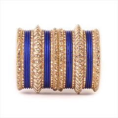 Blue color Bangles in Metal Alloy studded with Kundan & Gold Rodium Polish : 1881025