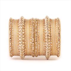 Beige and Brown color Bangles in Metal Alloy studded with Kundan & Gold Rodium Polish : 1881026
