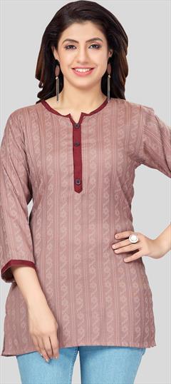 Casual Pink and Majenta color Kurti in Rayon fabric with Curved, Long Sleeve Printed work : 1881130