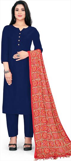 Casual Blue color Salwar Kameez in Rayon fabric with Straight Thread work : 1882115