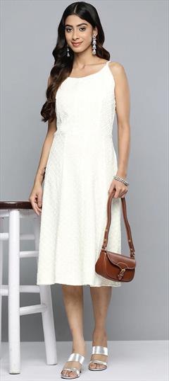 Casual, Party Wear White and Off White color Dress in Rayon fabric with Sequence work : 1883351