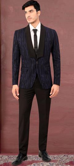 Party Wear Blue color 3 Piece Suit (with shirt) in Rayon fabric with Thread work : 1884042