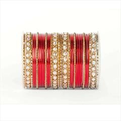 Red and Maroon color Bangles in Metal Alloy studded with Kundan & Gold Rodium Polish : 1885196