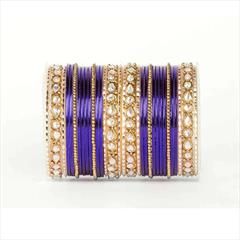 Blue color Bangles in Metal Alloy studded with Kundan & Gold Rodium Polish : 1885198