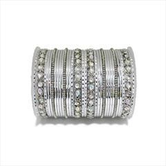 Silver color Bangles in Metal Alloy studded with Kundan & Gold Rodium Polish : 1885201